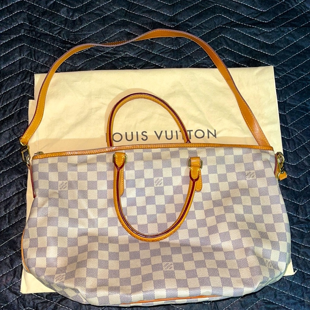 Low Vuitton Damier Azur crossbody tote
